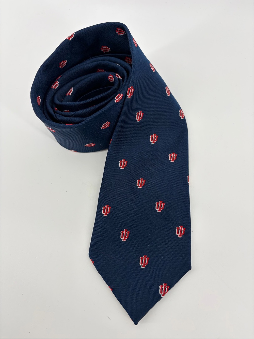 Indiana University Pintail by Delmar Tie, Polyester, Navy & Red IU Logo